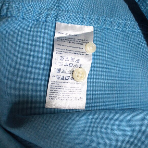 Tommy Hilfiger Blue Cotton Button-Down Shirt, Medium - Picture 7 of 7